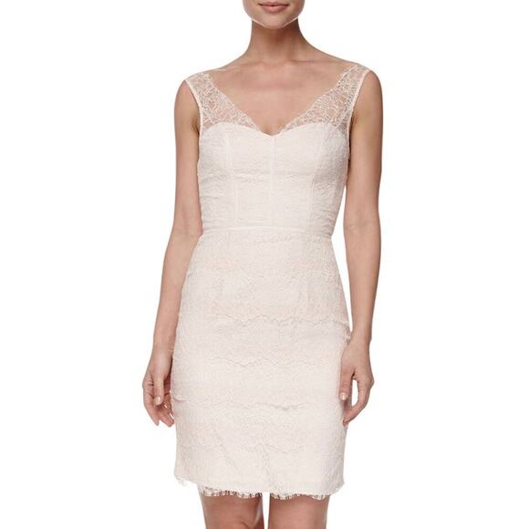 Monique Lhuillier Dresses & Skirts - NWT Monique Lhuillier Blush Pink‎ Lace Sleeveless Mini Dress Size 4